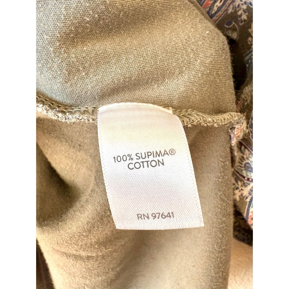 J. Jill Simply Supima Side-Split Tunic 2X Sage Green Paisley V-Neck Cotton Top - Picture 9 of 11